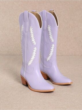 NWT pastel lavender cowgirl western boots 7 bows coquette festival country rodeo